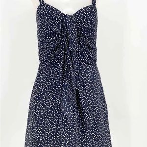 J. Crew Navy Ivory Cream Small Polka dots Silk Dress- Size 10